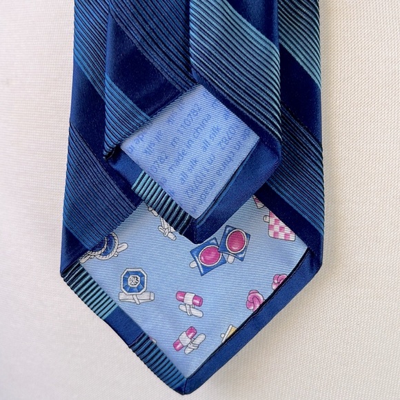 Nicole Miller Silk Wide Blue Stripe Mens Necktie Neck Tie 4x59 - Picture 3 of 15